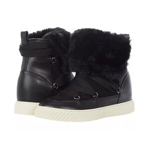 Aerosoles Zoya Lace Winter Boots‎ Black Combo Faux Fur Sz 8